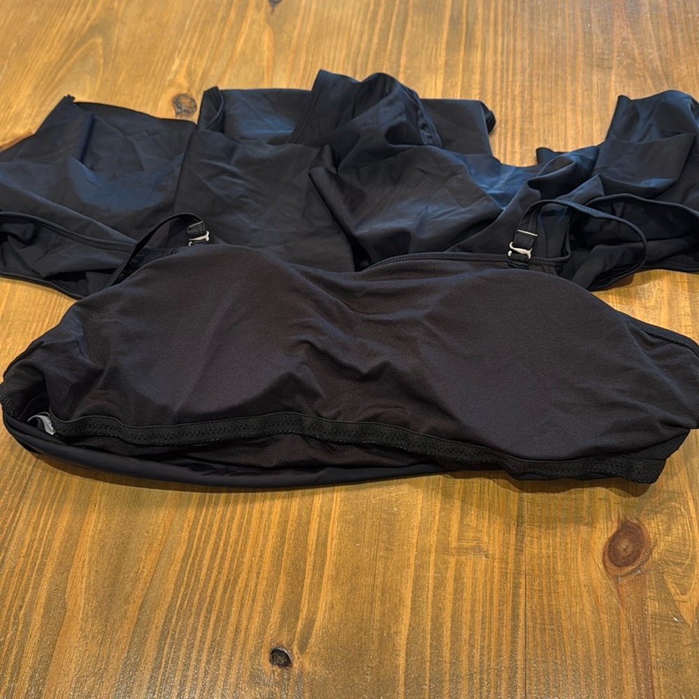 Solid Black Off-Shoulder Swimsuit Removable Strap… - image 7